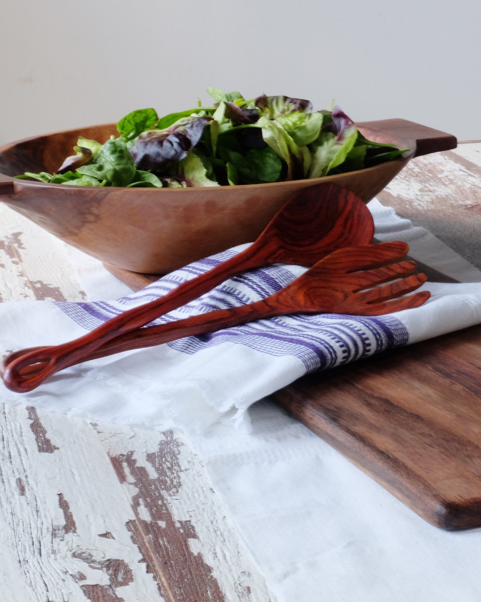 Medium 15.5 inch Wood Bowl with Handles