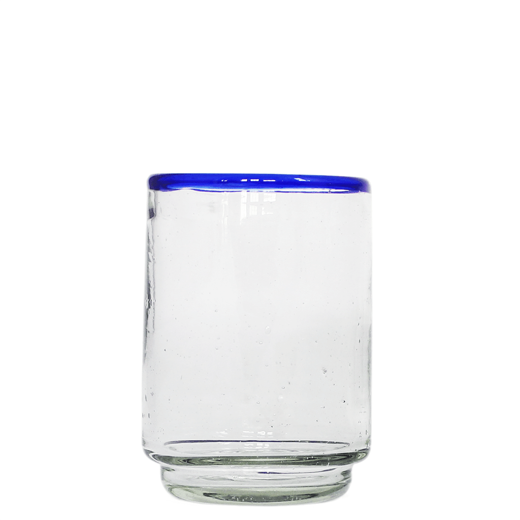 Medium Blue Rim Stacking Drinking Glass