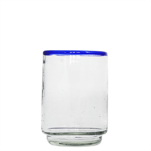 Medium Blue Rim Stacking Drinking Glass
