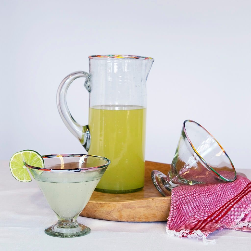 Multi Rim Margarita Glass with multi rim pitcher