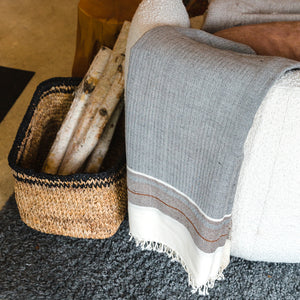 TerraKlay pure merino wool throw blanket handloomed in two different weaves. 
