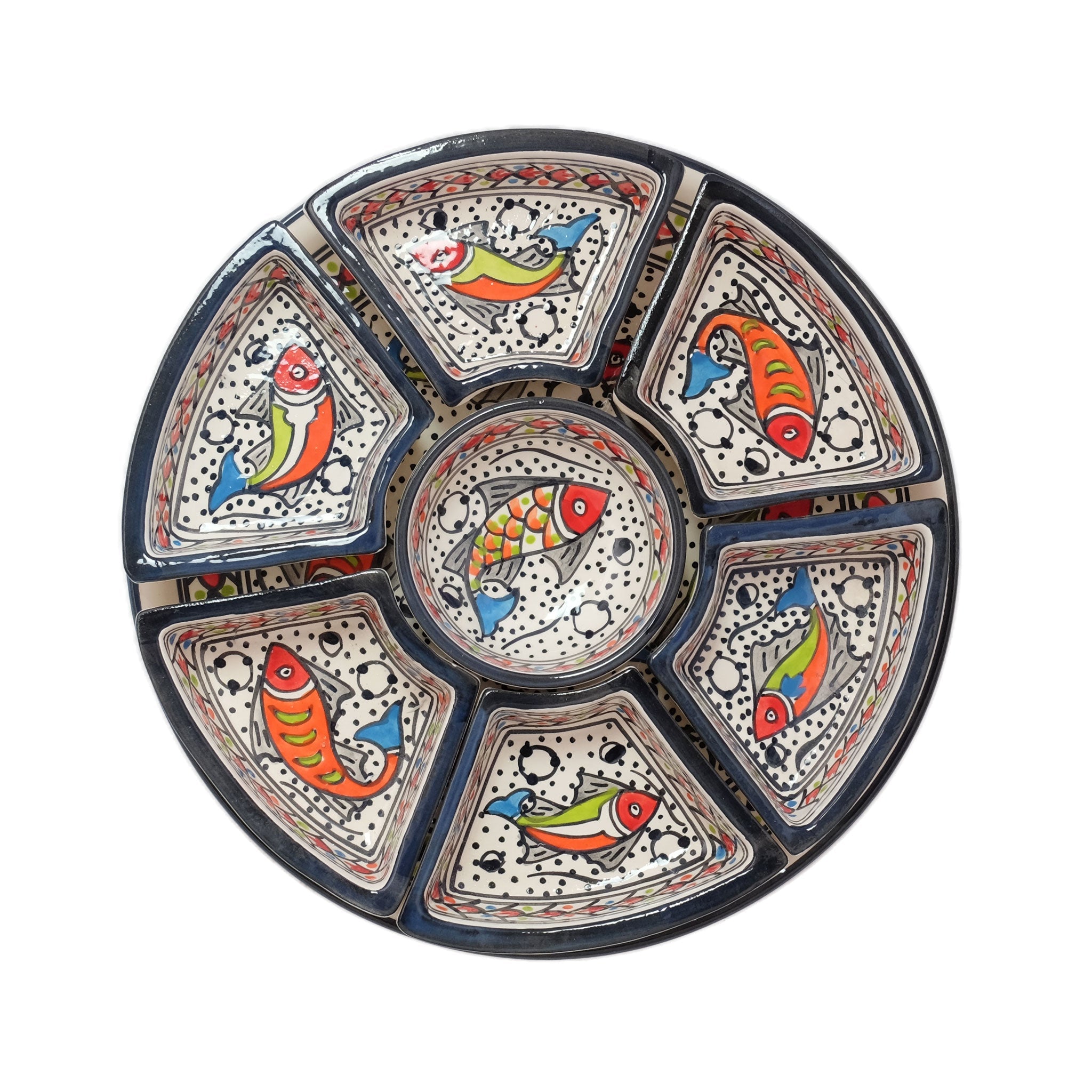 Rainbow Fish hand Painted Ceramic Tapas Platter | TerraKlay