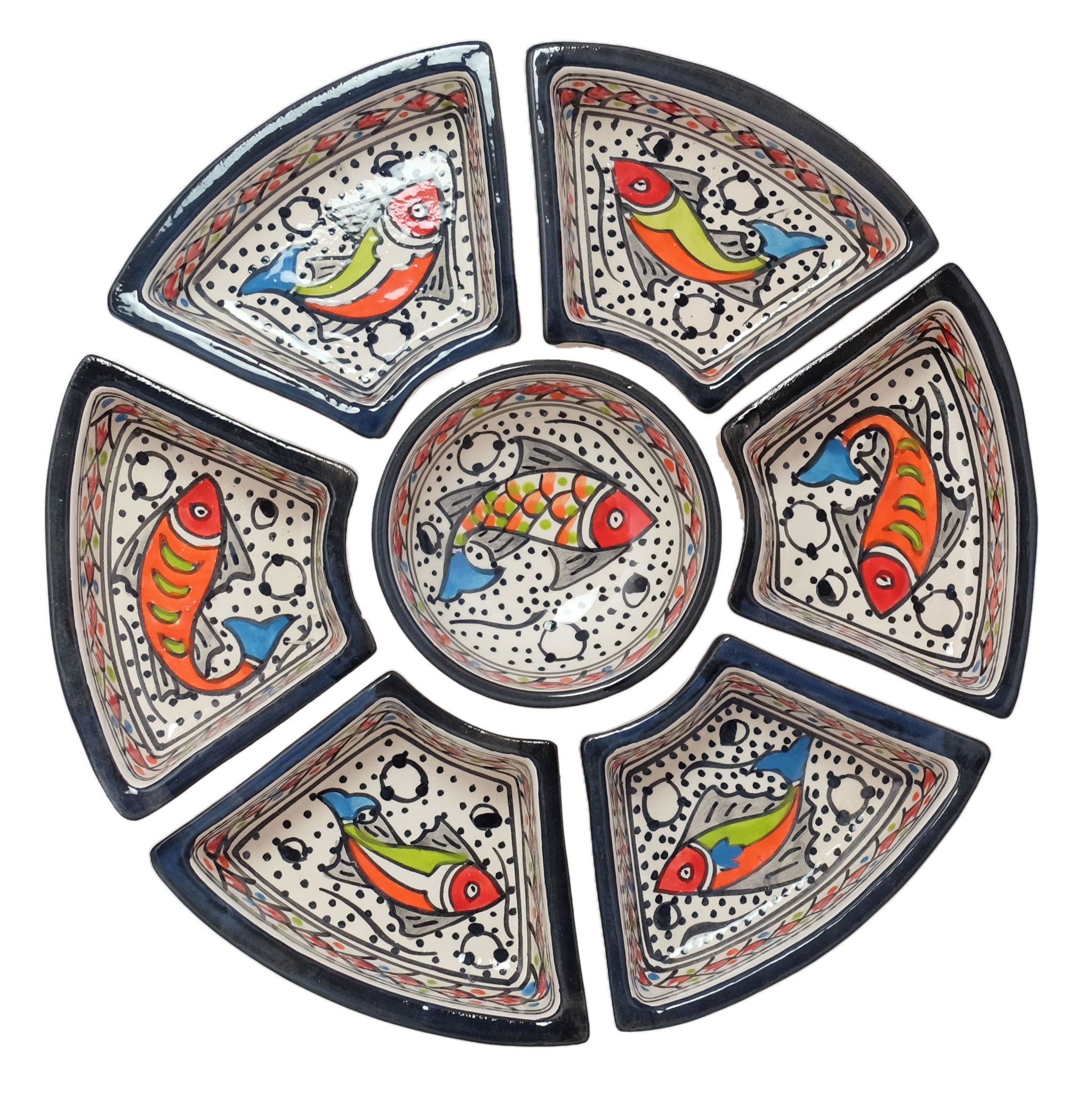 Rainbow Fish hand Painted Ceramic Tapas Platter | TerraKlay