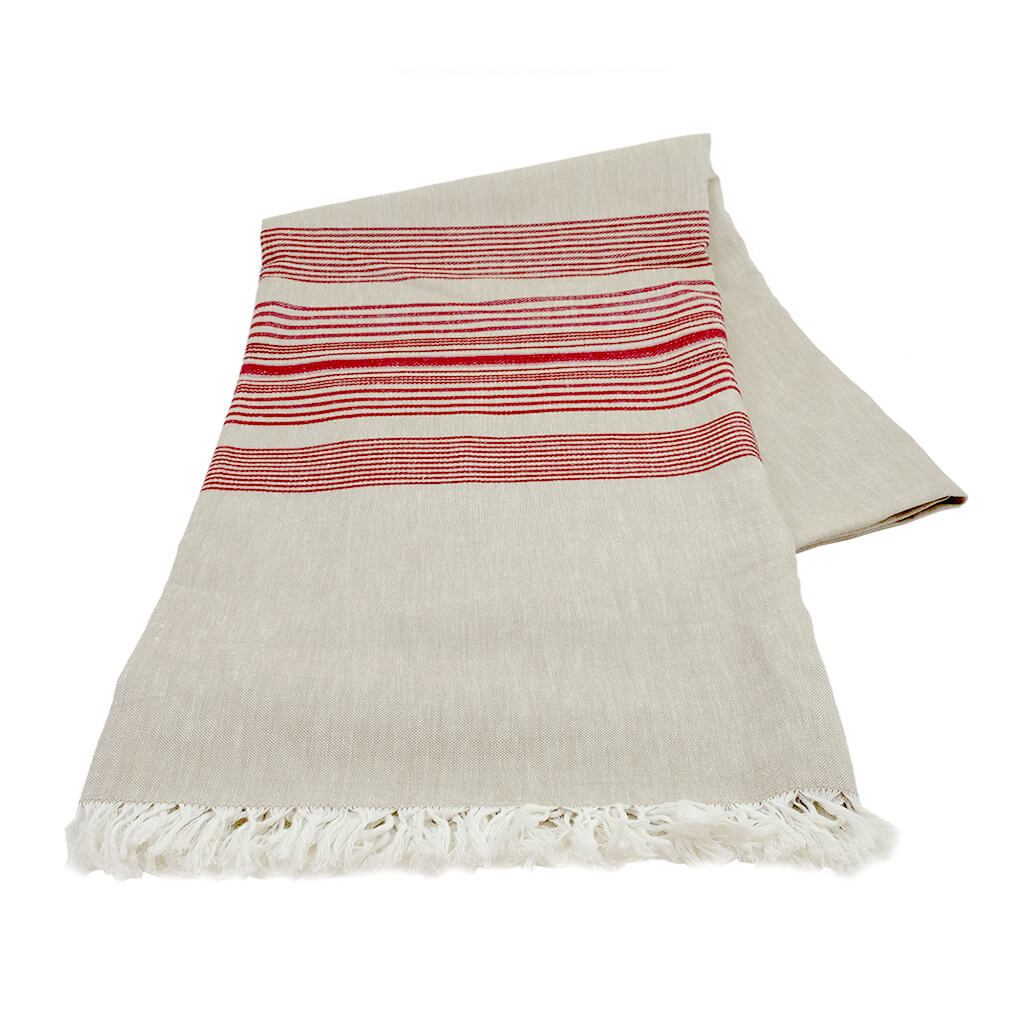 Wheat with Cranberry Stripes Tablecloth