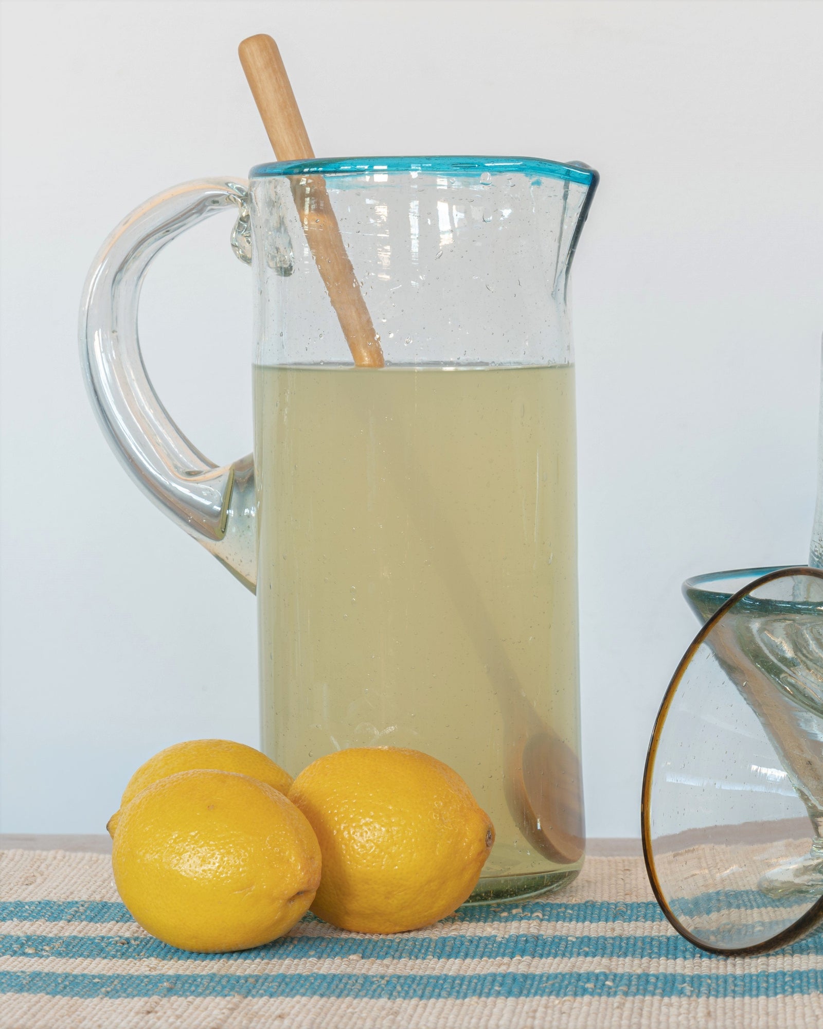 Aqua Rim Glass Pitcher