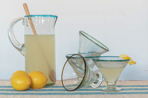 Aqua Rim Glass Pitcher