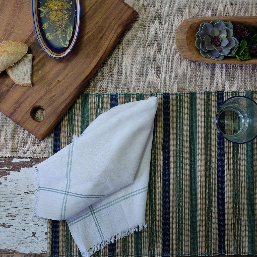 Blue/Green Stripe Jute Placemat