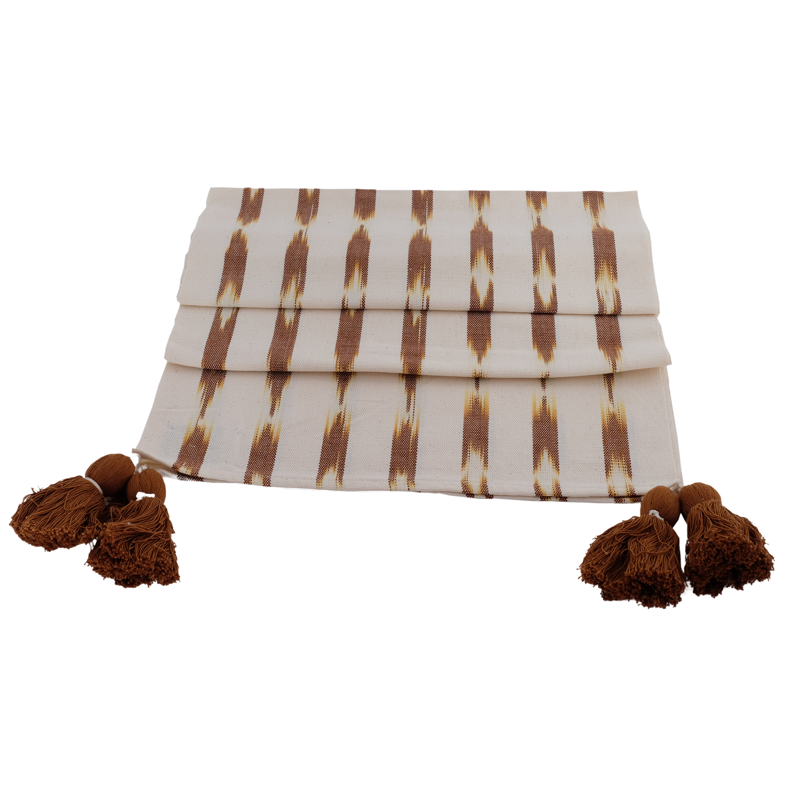 White and Nutmeg Serpentina Cotton Table Runner