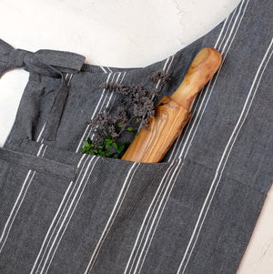 Full Gray Kitchen Apron with pockets |TerraKlay