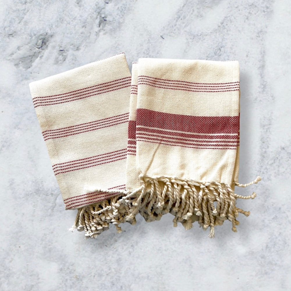 Oversized Cotton Hand Towels in Red