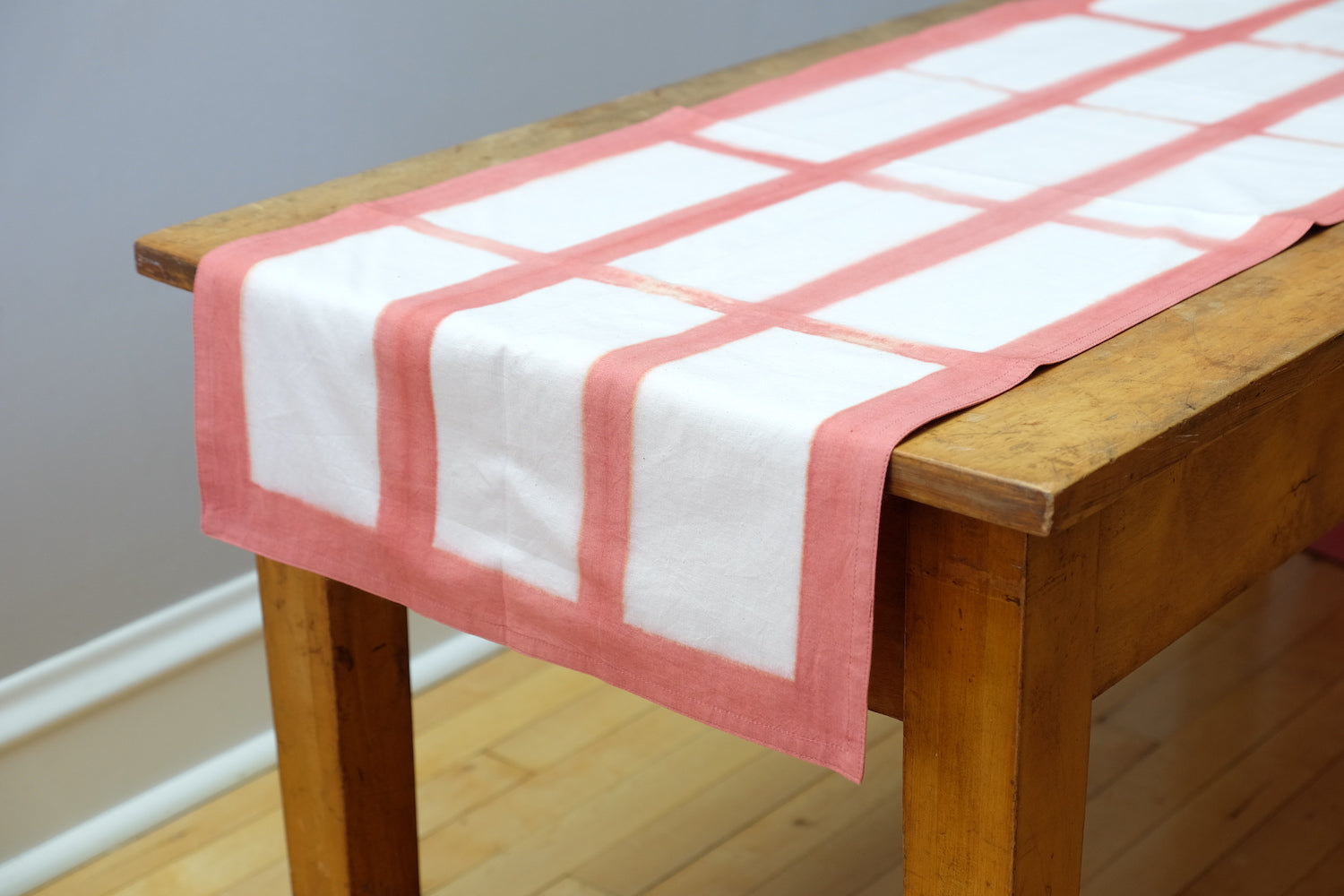 Long Rectangle Pattern Pink Table Runner | TerraKlay