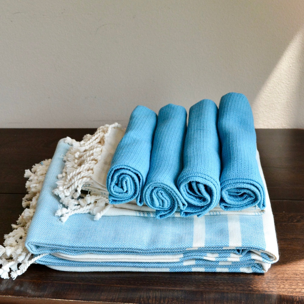 TerraKlay blue wash and face cloth in a set of four for sale