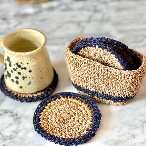 Handcrafted coaster in a set of four with holder with TerraKlay mug