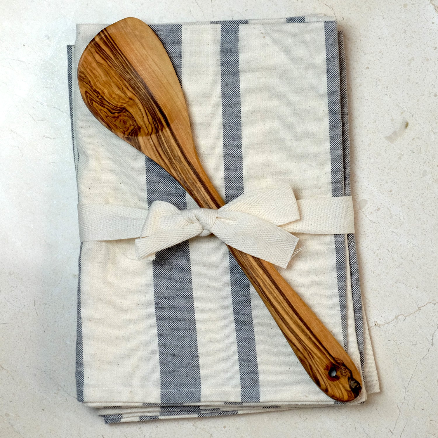 Dish Towel Gift Set with Olive Wood Cooking Spoon | TerraKlay