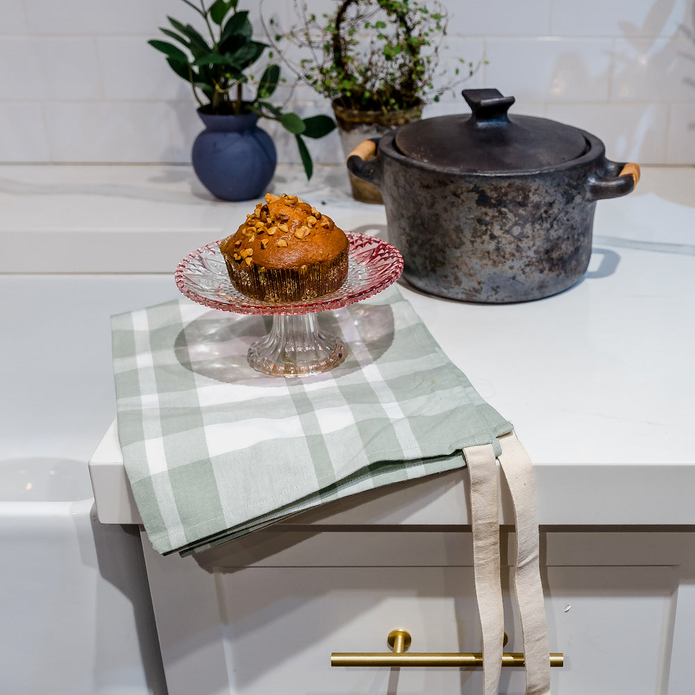 Terraklay green plaid dish towels 