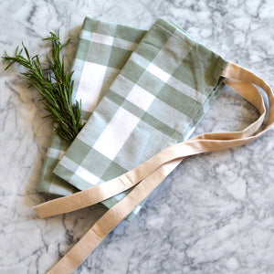 Terraklay's green plaid kitchen towels in set of 2
