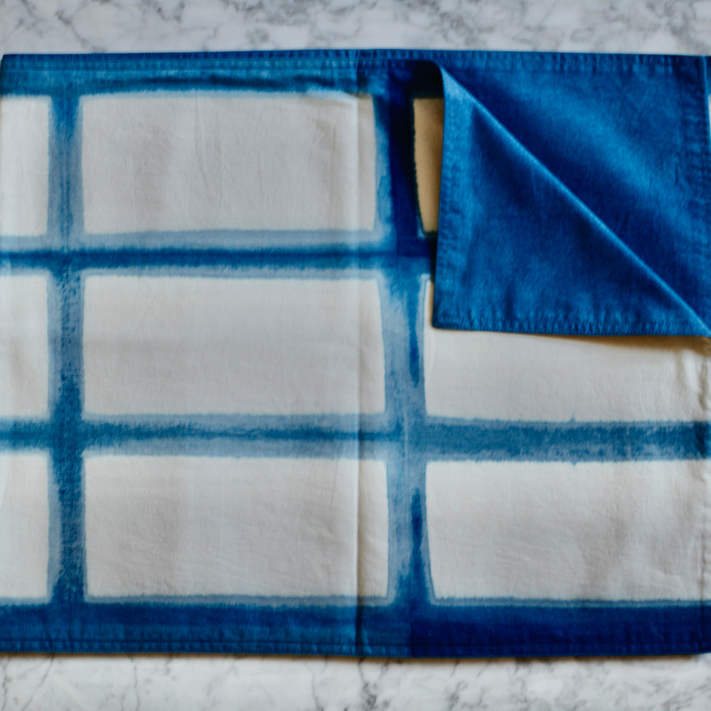 16" x 80"  Rectangle Pattern Indigo Blue Shibori Table Runner | TerraKlay