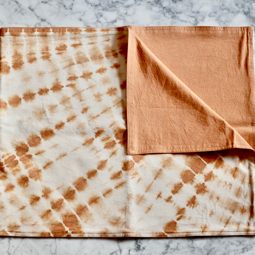 Reversible Shibori Tie-Dye Orange Table Runner | TerraKlay