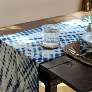 Long Tie-Dye Blue Table Runner TerraKlay