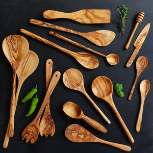 Olive Wood Classic Two Piece Salad Server Set