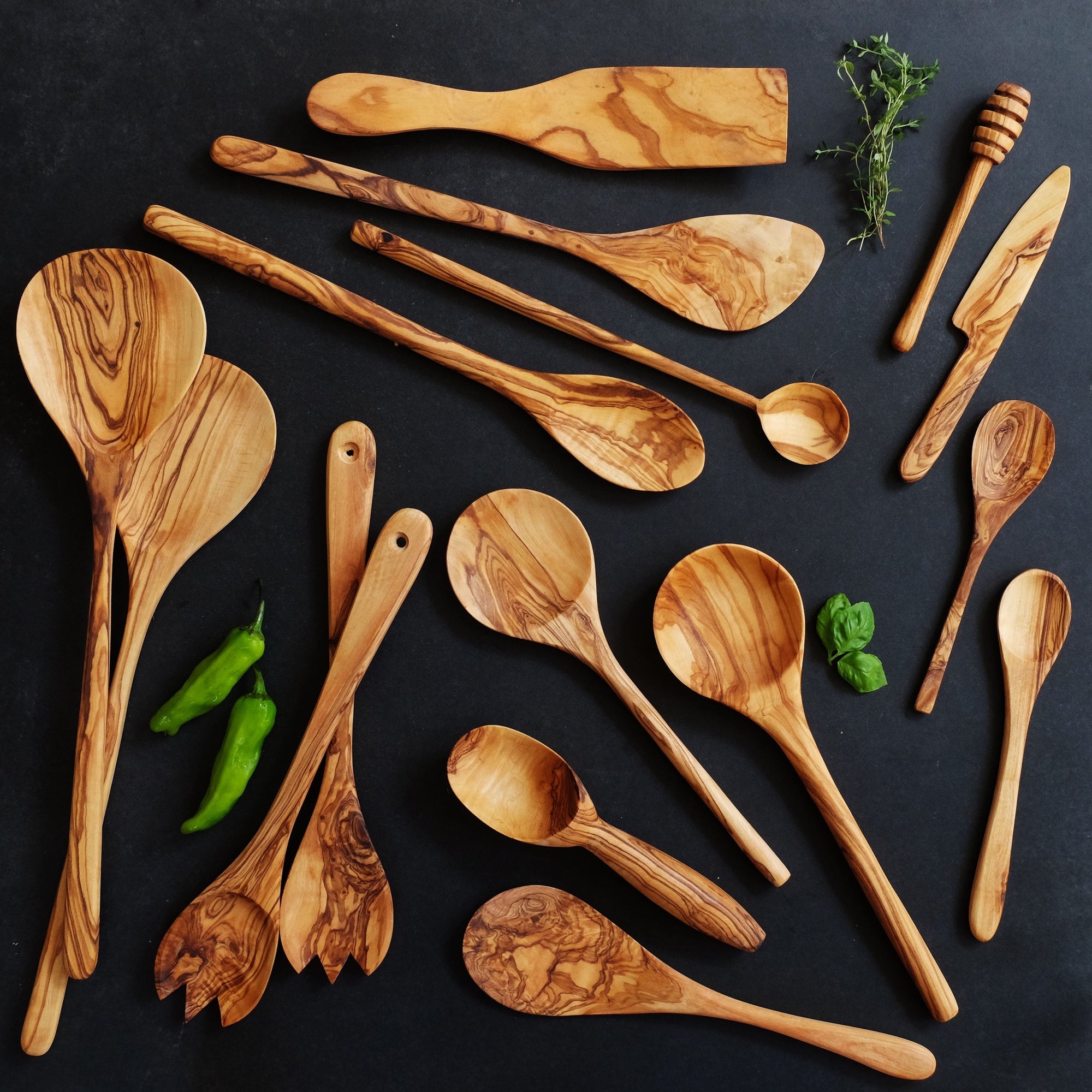 Olive Wood Simple Salad Servers