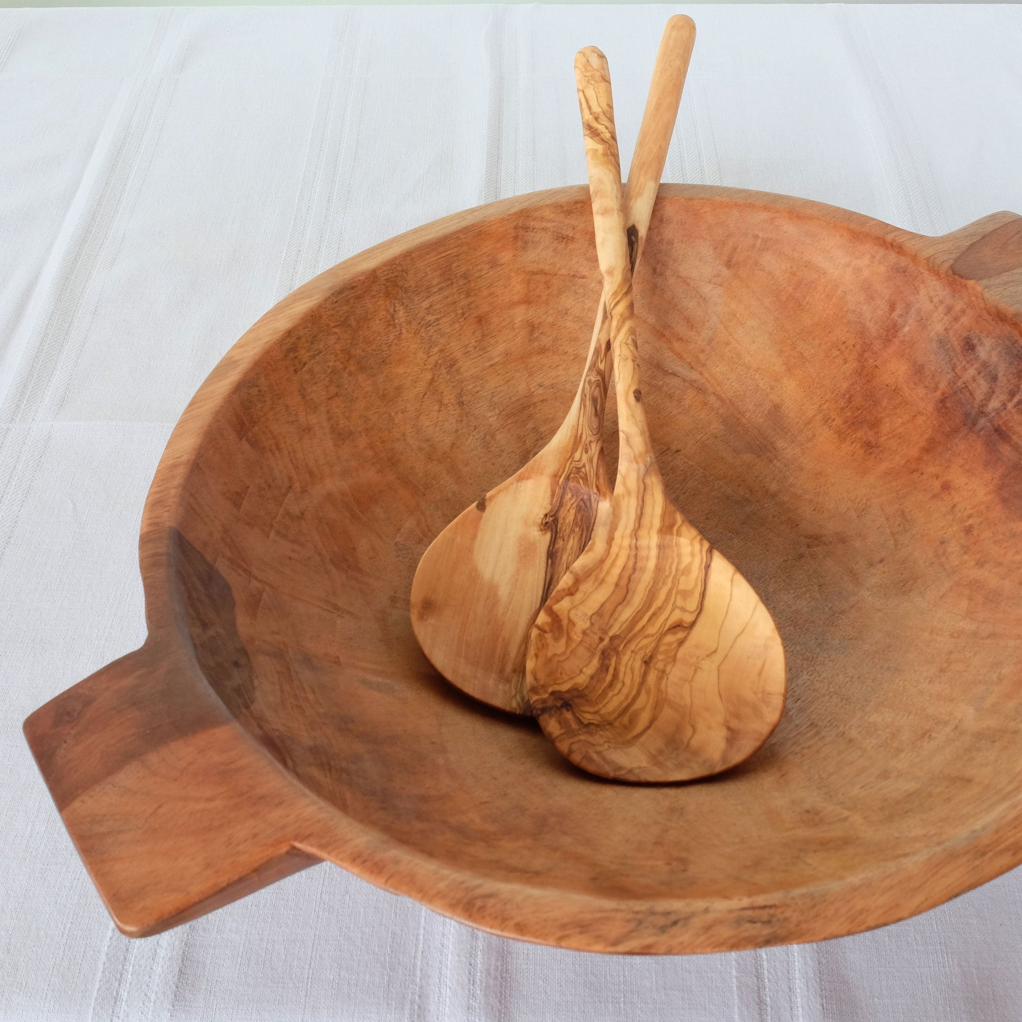 Large Wood Bowl with Handles - 19 inch