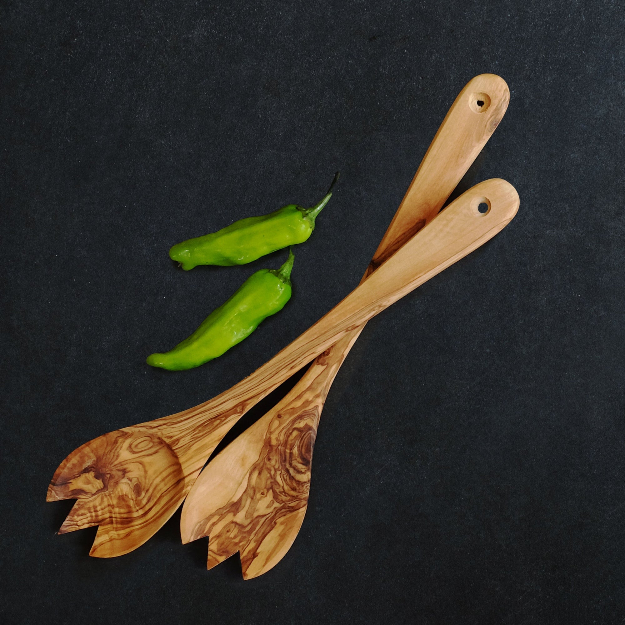 Olive Wood Classic Two Piece Salad Server Set