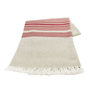 Wheat with Cranberry Stripes Tablecloth