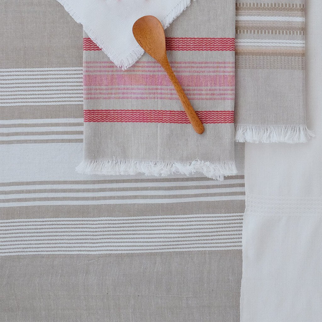 Wheat with White Stripes Tablecloth