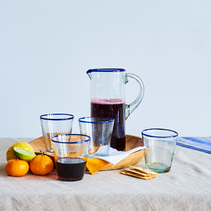 Blue Rim Water Glass