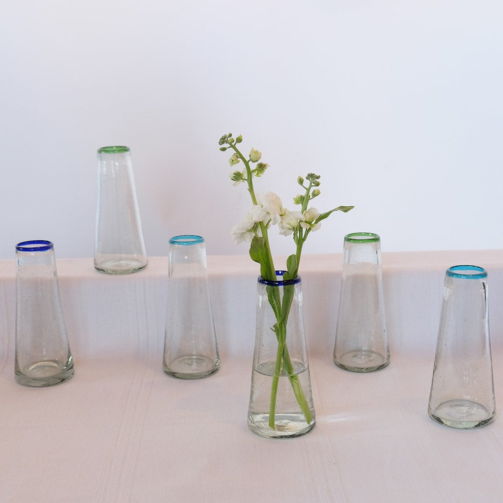 Small Blue Rim Conical Vase