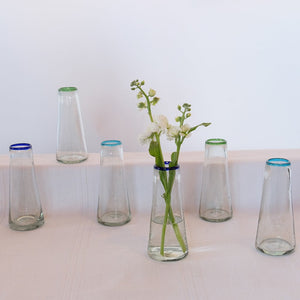 Small Aqua Rim Conical Vase