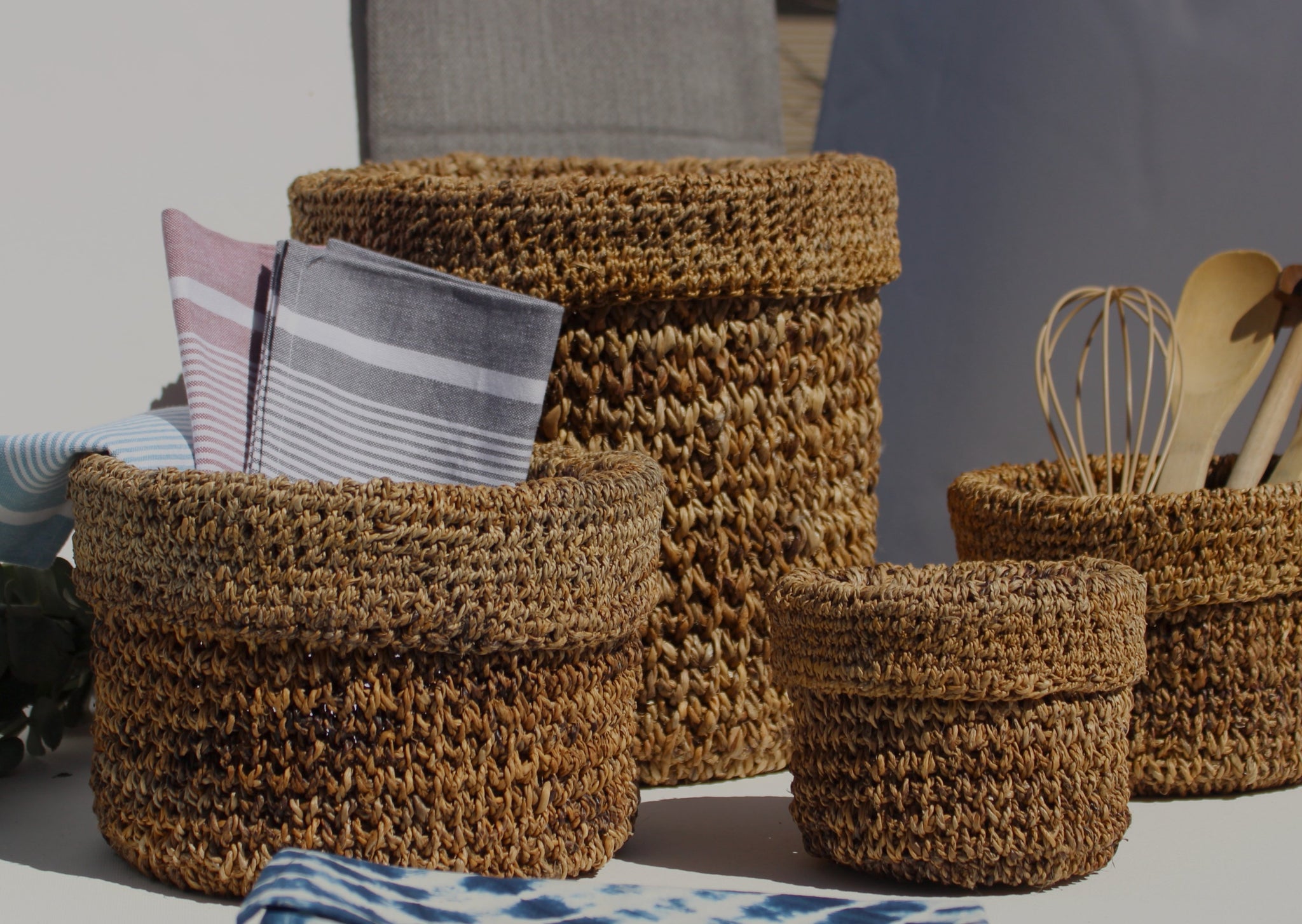 Global Goods Partners Handwoven Jute Nesting Storage Baskets, 3