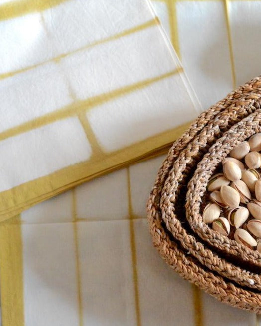 Rectangle Window Pane Pattern Shibori Cotton Napkins Napkins TerraKlay