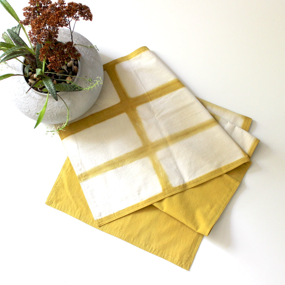 Chechi Rectangle Pattern Yellow Shibori Table Runner Table Runner TerraKlay 