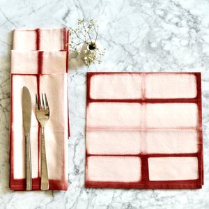 Rectangle Pattern Shibori Cotton Red Napkins | TerraKlay